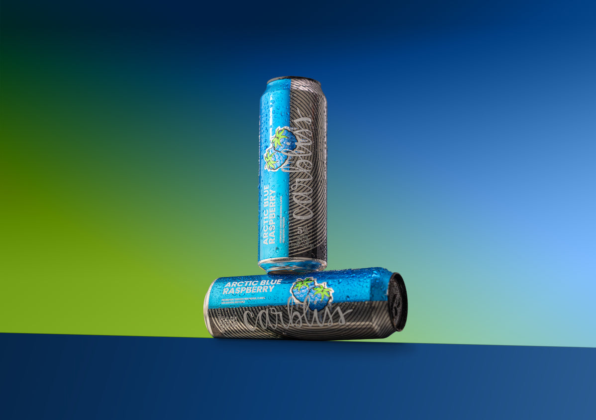 Two rolls of Arctic Blue paper towels on a gradient blue and green background