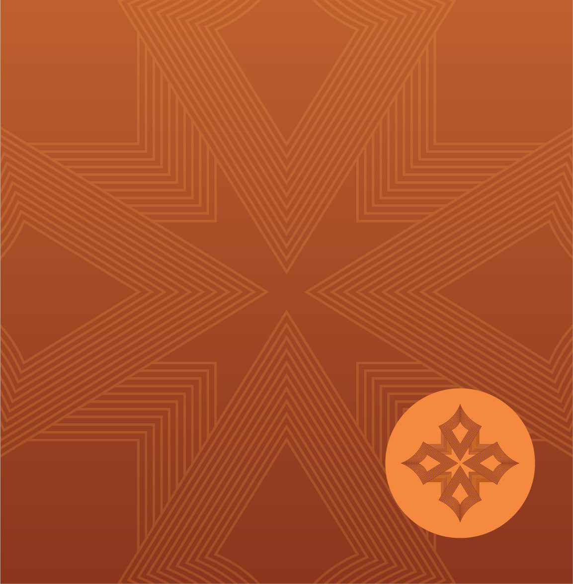 Geometric pattern with a central star design on an orange background