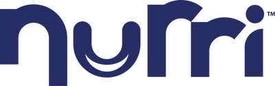 Nurri logo in blue on a teal background