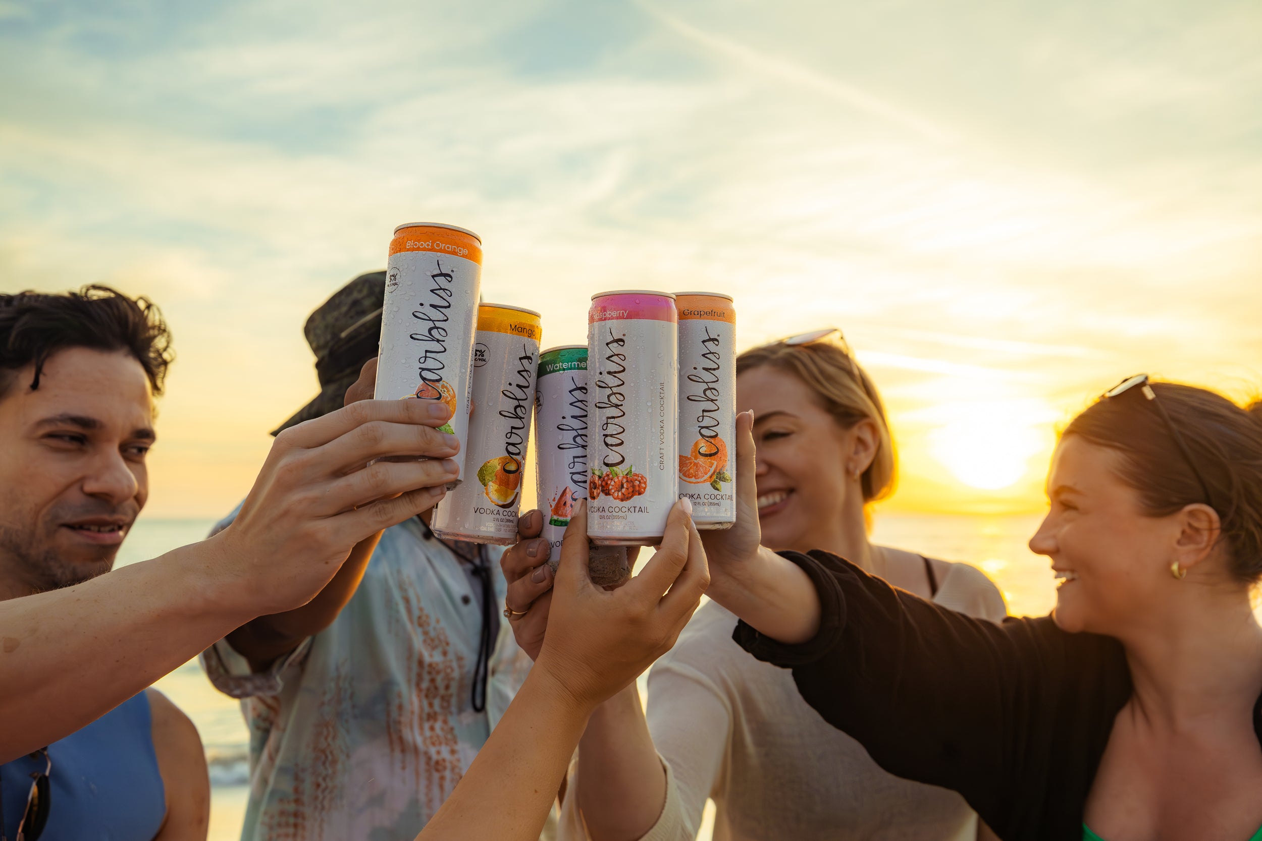 Cheersing on beach