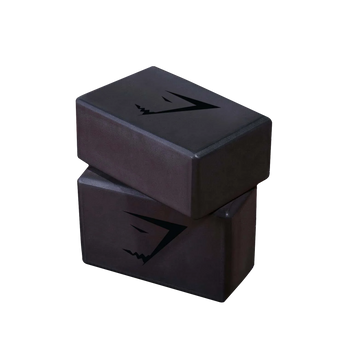 Two black square boxes with a logo on a white background