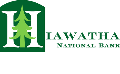 Hiawatha National Bank logo with a green 'H' and tree on a white background