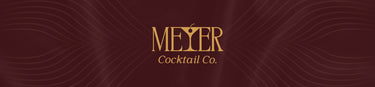 Meyer Cocktail Co. logo on a dark red background