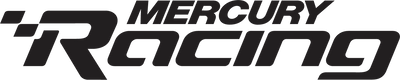 Mercury Racing logo with a checkered flag element and bold lettering.