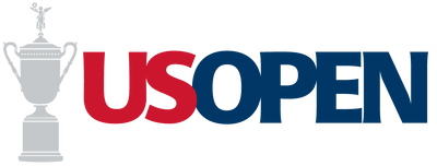 US Open tennis championship logo with trophy and text.