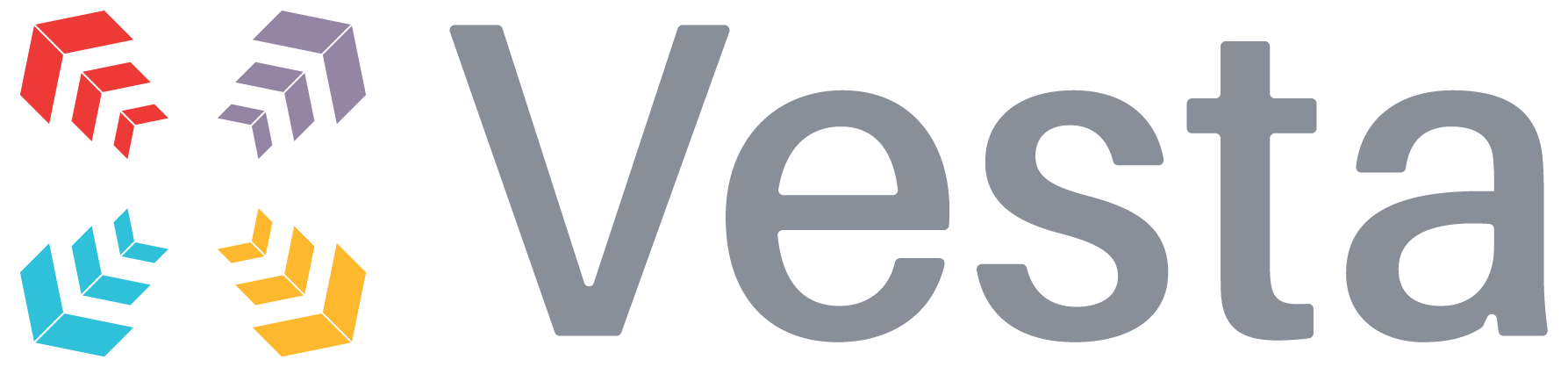 Vesta logo with colorful geometric shapes on a white background