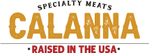 Calanna Specialty Meats logo with text 'Raised IN THE USA' on a white background
