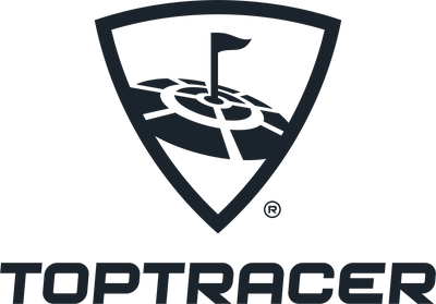 Toptracer logo: a stylized golf course within a shield, with the text "TOPTRACER" below.